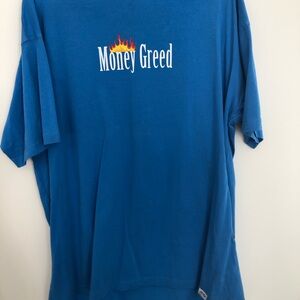 Blue Graphic T-Shirt money greed